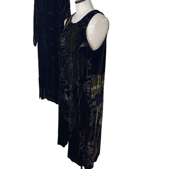 Ethos Vintage Womens Dress Jacket Set Size Small Black Burnout Velvet - Picture 3 of 14